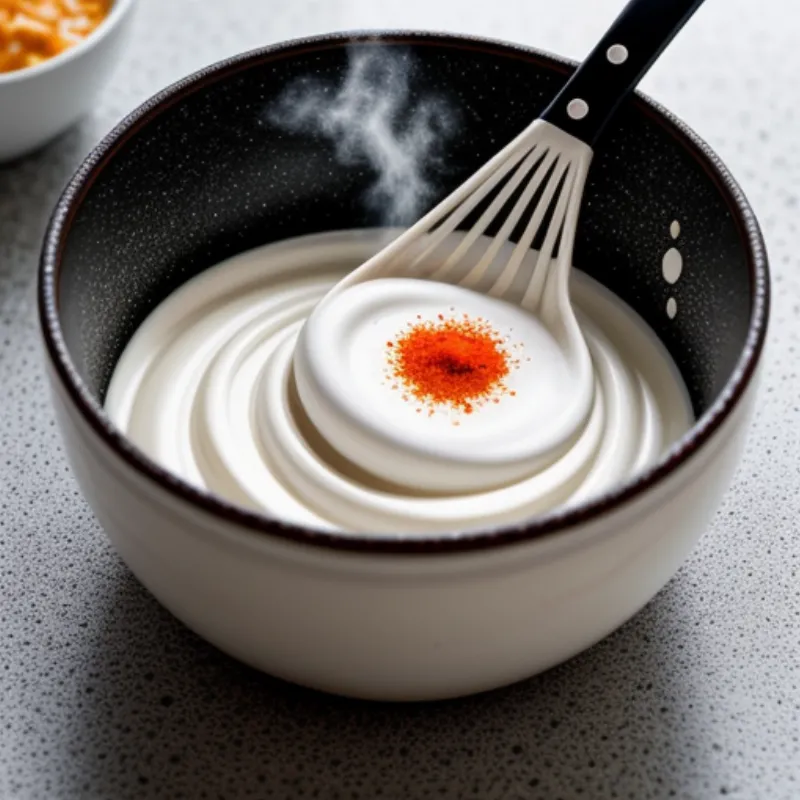 Mixing Bowl and Whisk with Tamago Sauce Ingredients